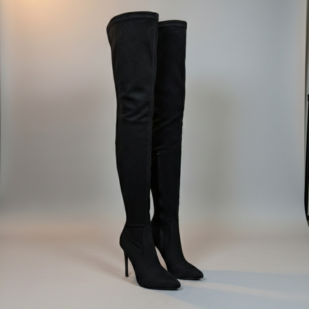 ✨ Sleek Black Over-the-Knee Stiletto Boots ✨